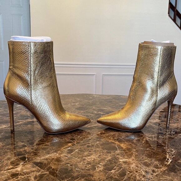 MICHAEL KORS Metallic Snake-Embossed Leather Leona Booties (Size 6) - Picture 1 of 5